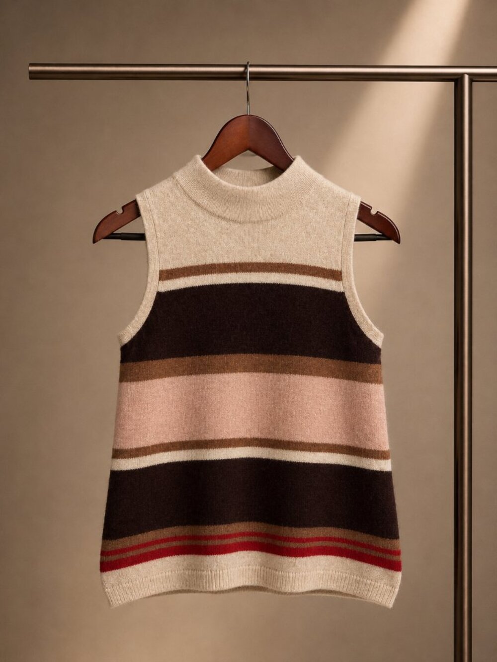 Margaret O'Leary Striped Merino Mock Neck Tank XS